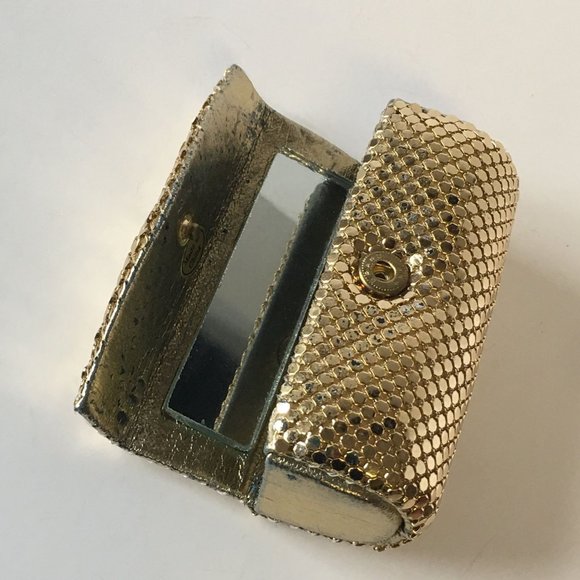 Golden Mesh Metal Lipstick Case Vintage Accessories - Picture 4 of 5